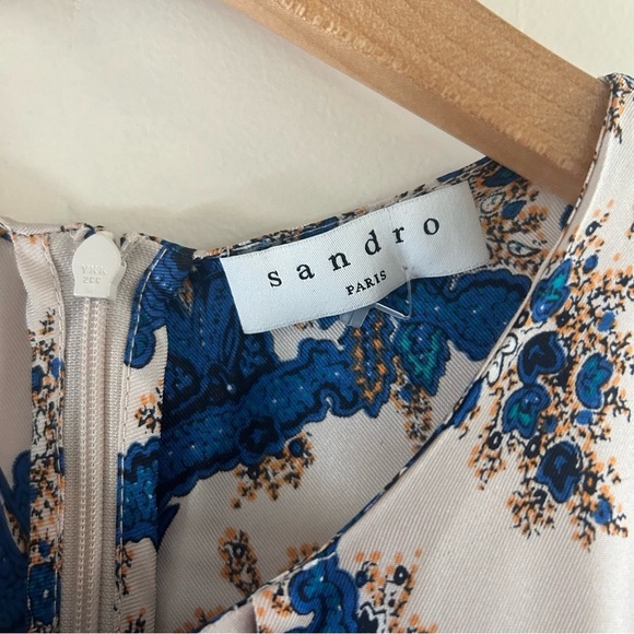 Sandro Carna Silk Midi Dress in Multicolor sz 40 - Picture 4 of 6